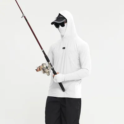 Zdjęcie produktu dla INF Lekka koszulka przeciwsłoneczna z ochroną UV, szybkoschnąca – Nylon 87% Spandex 13% z oddychającą osłoną twarzy z siateczki XL