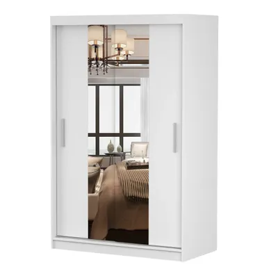 Image de Armoire à portes coulissantes Armoire 120cm blanc/blanc avec miroirs Neomi 01