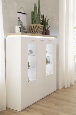 Produktbild von Highboard Beistellschrank Vitrinenschrank Standschrank Kommode "Chalki I"