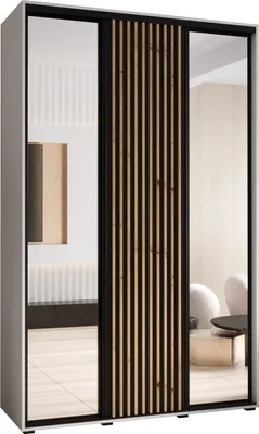 Produktbild von MEBLE KRYSPOL Lanko 2 Schrank mit 3 Schiebetüren  - 235,2x160x45 cm - Weiß Schwarz Artisan