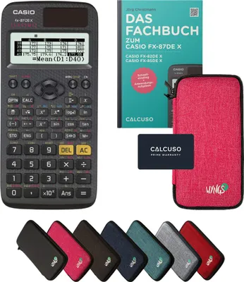 Produktbild von Casio fx-87DE X inkl. Schutztasche Pink & Fachbuch (80 Seiten, DIN A5) – Wissenschaftlicher Rechner – Smart Set