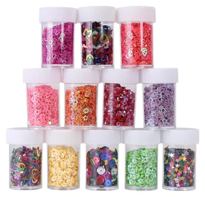 12 Dosen Pailletten, PVC, gemischte Formen, für Basteln & Nagelkunst