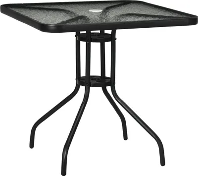 Produktbild von Gartentisch Abnehmbar Metall 76x76 cm Wetterfest Balkontisch mit Schirmloch, rutschfest Schwarz