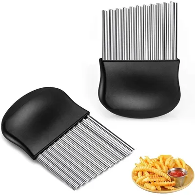Produktbild von 2 Stück Wellenschneider Edelstahl Riffelmesser Wellenmesser für Pommes Kartoffeln Ge-müse Obs, 11,5 x 9cm
