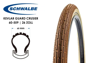 Produktbild von Schwalbe 11100596, 26", Stadt / Trekking, Schlauchreifen, Bahnradfahren, Braun, Weiß, 20 - 55 Psi