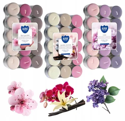 Produktbild von Aura BISPOL Duft Teelichter 4h Brenndauer MIX 90 Stück