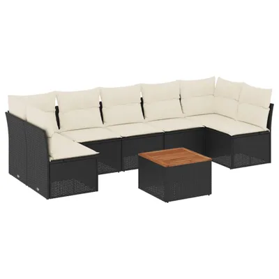 Produktbild von vidaXL 8-tlg. Garten-Sofagarnitur mit Kissen Schwarz Poly Rattan