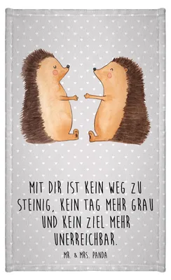 Produktbild von Mr. & Mrs. Panda Handtuch Igel Liebe - Grau Pastell - Geschenk, gäste wc, buntes, Verheiratet, Hochzeitstag, Freundin, Frotteetuch, Frotteehandtuch, Hochzeit, Klein