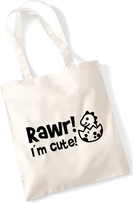 Produktbild von Huuraa Jutebeutel Baby Dino I`m cute 10 Liter Natural Baumwolle Tasche Geschenkidee