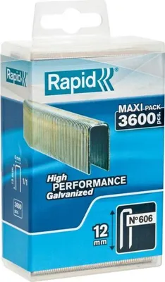 Image de Agrafes Étroites Rapid N° 606, 12mm, Acier Galvanisé, Lot de 200, Compatible Agrafeuse R606
