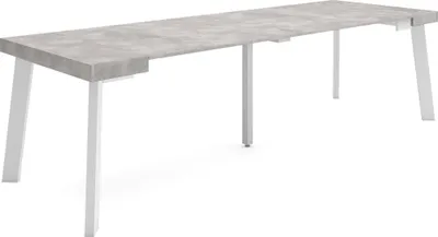 Produktbild von Ausziehbarertisch, 262x90x73cm, Für 12 Gäste, Hölzerne Beine, Zementgrau