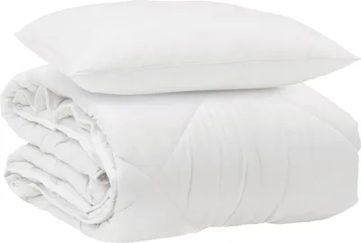 Image de vidaXL Couverture de lit toute saison avec 2 coussins, blanche, en microfibre