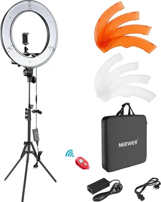 Produktbild von NEEWER Kamera Foto Video Ringlicht Kit: 18 Zoll/48 Zentimeter Außen 52W 5500K di