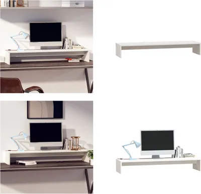 Produktbild von vidaXL Monitorständer Weiß 100x27x15 cm Massivholz Kiefer - Monitorständer - Schreibtischaufsatz - Monitorerhöhung - Monitorerhöhungen