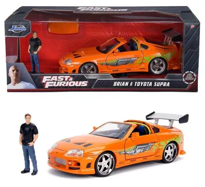 Productafbeelding van Modelauto Toyota Supra - Schaal 1:24 - Diecast met openende deuren, motorkap en kofferbak - Oranje - Vanaf 8 jaar