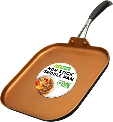 Produktbild von NutriChef Kupfer Bratpfanne Induktion – 28 cm, Antihaft, Viereckig Gesundes Kochen ohne Beschichtungsgifte, Ofenfest bis 232 °C