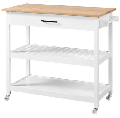 Productafbeelding van Yaheetech serveerwagen met lade, 51 x 101,5 x 92 cm, wit