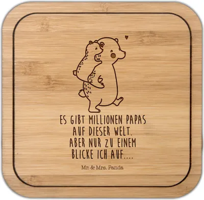 Produktbild von Mr. & Mrs. Panda Untersetzer quadratisch Papa Bär - Transparent - Geschenk, Tischuntersetzer, Opa, Vatertag, Coaster, kork, Tassenuntersetzer, Geburtstag