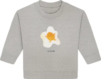 Produktbild von Mr. & Mrs. Panda Organic Baby Pullover Spiegelei Ei 24. - 36. Monat - Heather Grey - Geschenk, Lustige Sprüche, Bullover, Schön, Glücklich, Tag, Liebe