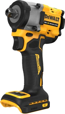 A professional studio shot of a DeWalt cordless impact wrench against a white background.