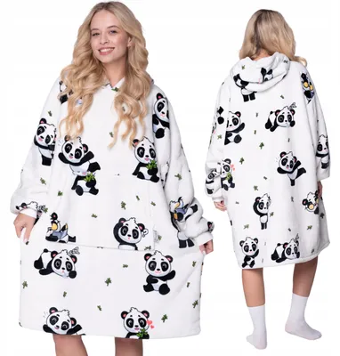 Produktbild von Oversize Deckenpullover XXL - Kuscheldecke mit Ärmeln - Fleece Panda Pandabär