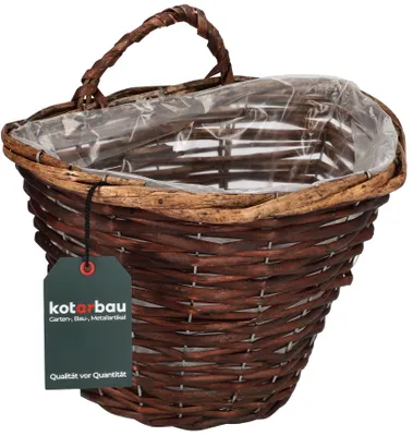 Image de Panier mural en osier KOTARBAU® avec anses, couleur wengé, 28 x 20 cm