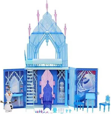 A toy ice castle playset with accessories and figures.