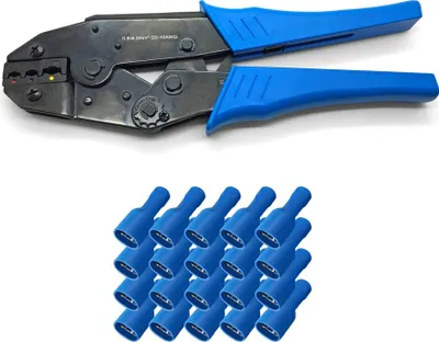 Immagine prodotto di ARLI Crimpzange 0,5 - 6 mm² + 100x Flachsteckhülsen 1,5 - 2,5 mm² blau 6,3 x 0,8 mm