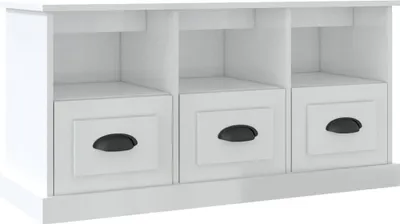 Obrázek produktu pro vidaXL TV skříňka vysoký lesk bílá 100x35x50 cm Dřevěný materiál