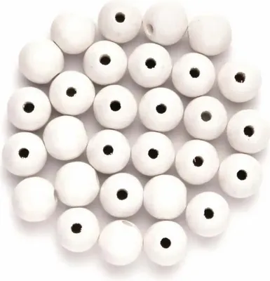 Obrázok produktu pre Drevené korálky FSC100% 12 mm biele, 28 kusov