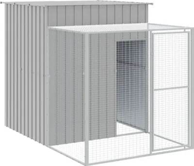 Image de vidaXL Cage à poules avec enclos gris clair 165x251x181 cm Acier galvanisé