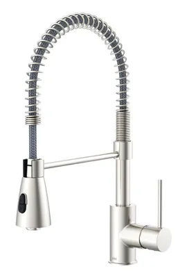 Produktbild von Lenz KALANI² Küchenarmatur Nickel – Profi-Pendelbrause mit 2 Strahlarten, 360° schwenkbar, EasyFix Montage, Markenmischdüse,  46070322