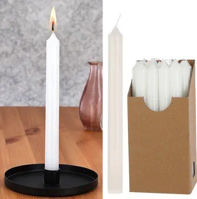 Produktbild von Stabkerze 20er Set weiß 2,1x22cm Paraffin Dekokerze Kerze Leuchterkerzen Wachskerze Echtwachs Brenndauer 7h