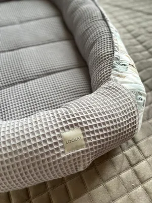 Produktbild von Waffelpique GRAU/ HASE Beige Babynestchen Unterlage SOLO Babynest Wicleklunterlage Reisebett Babydecke Babyausstattung 2 Seitig PREMIUM Geschenk