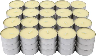 Immagine prodotto di 60 candeline profumate alla vaniglia, candele votive color crema, candeline profumate, candele profumate, tempo di combustione: 4,5 ore
