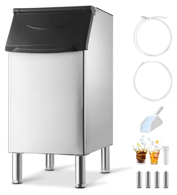 Produktbild von VEVOR Vorratsbehälter Eisbehälter für gewerbliche Eiswürfelbereiter (136 kg Kapazität), Eisvorratsbehälter aus Edelstahl mit rutschfesten Gummifüßen, für Restaurants (nur Behälter)
