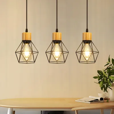 Zdjęcie produktu dla ZMH Lampa wisząca do jadalni lampa wisząca do jadalni lampa wisząca do jadalni 3 płomienna E27 metalowa żelazna klatka abażur lampa wisząca lampa kuchenna (bez żarówki)