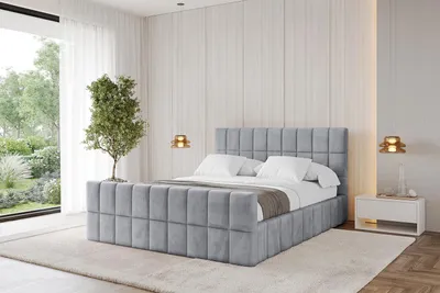 Produktbild von ALTDECOR Polsterbett mit Bettkasten - AMEA-Z 160x200 Hellgrau - Bett mit Kopfteil, Boxbett ohne Matratze, Doppelbett mit Stauraum