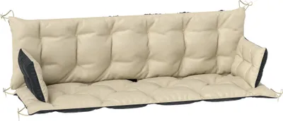 Produktbild von Fortuna Lai 3 Sitzer Bankauflage 180x110x8 cm Bankkissen mit Bändern, Sitzkissen, Outdoor/Indoor Stuhlkissen, Sitzauflage, Sitzpolster, Bankpolster für Gartenmöbel, Hollywoodschaukel, Beige+Schwarz