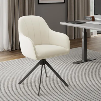 Produktbild von Hawthyhome 4-Fußstuhl,Esszimmerstühle drehbar Polsterstuhl mit Armlehne & Metallbeinen Moderner Küchenstuhl für Esszimmer, Wohnzimmer, Büro, Beige