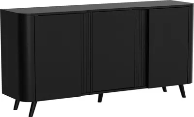 Image de Loreo - Buffet, 151x42x70h cm Noir, 3 Étagères