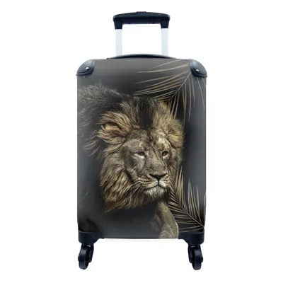 Produktbild von MuchoWow® Koffer Handgepäck Trolley Rollkoffer Kleine Reisekoffer mit 4 Rollen - Löwe - Pflanzen - Farben - Cabin Size < 55x40x23 cm & 55x40x20 cm - Fotokoffer - Kabinenkoffer - Boardgepäck - Reise-Box - Reisekoffer - Reisegepäck - Koffer mit Bild - Trolley für Kinder
