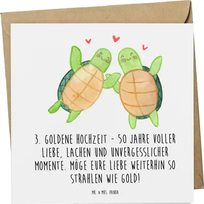 Produktbild von Mr. & Mrs. Panda Grußkarte 50. Hochzeitstag - Weiß - Geschenk, Zusammenhalt, Heirat, besondere Anlässe, Heiraten, gemeinsame Erinnerungen, Hochzeit, faltkarte, Geschenke