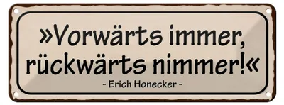 Produktbild von Blechschild Spruch 27x10cm vorwärts immer rückwärts nimmer Dekoration
