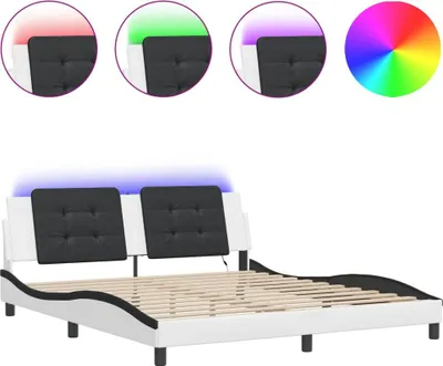 Obrázok produktu pre vidaXL Rám postele s LED bez matraca "Zadar" biely a čierny 180x200 cm