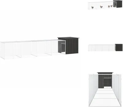 Produktbild von vidaXL Hühnerkäfig Anthrazit 500x91x100 cm Verzinkter Stahl -  Lebensräume & Gehege für Kleintiere