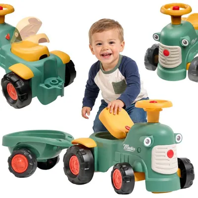 Imagen del producto de Tractor vintage verde Falk Baby Maurice con remolque para edades de 1 a 3 años