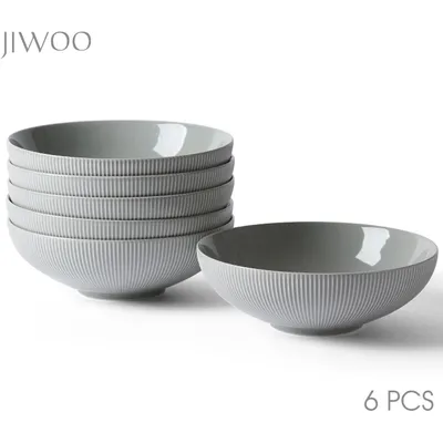 Produktbild von Teller set 6er Ø20 cm Keramik Suppenteller Suppenschüssel Speiseteller Suppenschale 6 Personen Tiefteller Set 980ml Mikrowellen- und Spülmaschinenfest