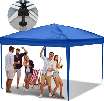 Produktbild von TolleTour Faltpavillon Pavillons & Partyzelte 3x3m, Festzelt Gartenzelt für Garten Terrasse Feier Party, Wasserdich ohn Seiten Blau