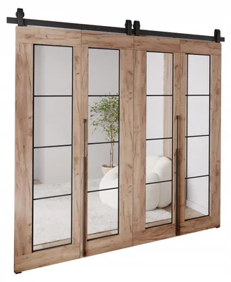 Produktbild von KierMoebel Schiebetür Komplettset QUDIO DUO M5 Braun Craft Gold 192x205x3,2 cm Wohnzimmer Schiebetür